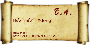 Báró Adony névjegykártya