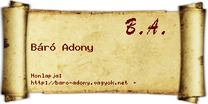 Báró Adony névjegykártya
